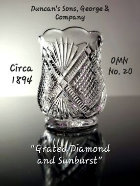 EAPG Toothpick Holder by Duncan's Sons, George & Co. No. 20 (OMN) Grated Diamond